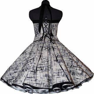 Modisches Petticoatkleid weiß schwarz Design Streifen