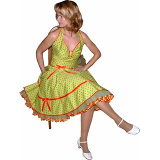 Petticoat Kleid 50th grn orange Punkte