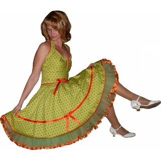 Petticoat Kleid 50th grn orange Punkte