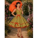 50er Jahre Petticoat Kleid 50th grün orange Punkte