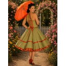 50er Jahre Petticoat Kleid 50th grün orange Punkte