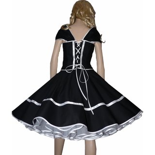 Kleid zum Petticoat schwarz weiße Blumen Dalien