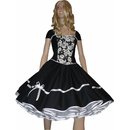 Kleid zum Petticoat schwarz weiße Blumen Dalien