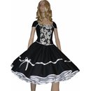 Kleid zum Petticoat schwarz weie Blumen Dalien