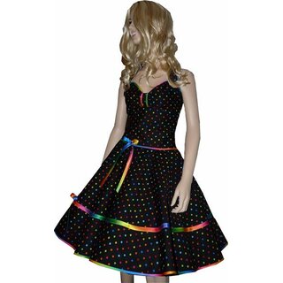 50er Petticoatkleid Vintage schwarz Punkte regenbogen