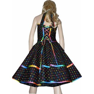 50er Petticoatkleid Vintage schwarz Punkte regenbogen