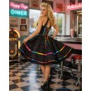 50er Petticoatkleid Vintage schwarz Punkte regenbogen