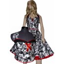 Retrokleid Petticoat schwarz weiße Retroblüten Blumen
