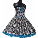 Retrokleid Petticoat schwarz weiße Retroblüten Blumen