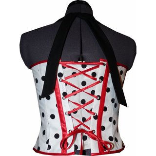 Korsagentop wei schwarze Punkte mit roten Blumen im 50er Jahre Stil Gre 36-44 34 gewnscht