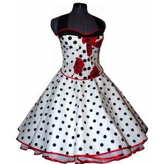 Korsagentop wei schwarze Punkte mit roten Blumen im 50er Jahre Stil Gre 36-44 34 gewnscht