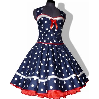  Maritimes Kleid zum Petticoat Marine Sailor blau Punkte weiß rot