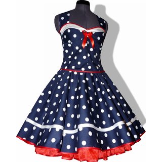  Maritimes Kleid zum Petticoat Marine Sailor blau Punkte wei rot