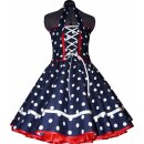 Maritimes Kleid zum Petticoat Marine Sailor blau Punkte weiß rot