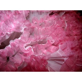 Organdypetticoat weiß fluffige glitzernde Rüsche rosa Einzelstück