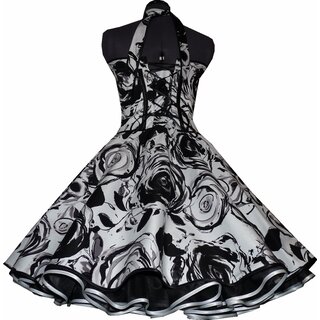 50er Jahre Rosenkleid zum Petticoat weiß schwarze Rosen
