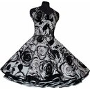 50er Jahre Rosenkleid zum Petticoat weiß schwarze Rosen