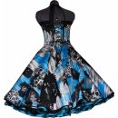 Tanzkleid zum Petticoat rot türkis schwarz Fantasiemuster