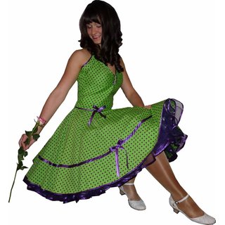 50er Kleid Zum Petticoat Grun Punkte Lila Violett Tanzkleid De