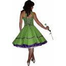 50er Kleid zum Petticoat grün Punkte lila violett