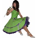 50er Kleid zum Petticoat grün Punkte lila violett