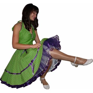 50er Kleid zum Petticoat grün Punkte lila violett