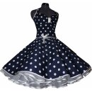 50er Kleid Rockabilly dunkelblau rot türkis schwarz große Punkte