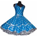 50er Kleid Rockabilly dunkelblau rot türkis schwarz große Punkte