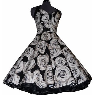 Romantisches Rosenkleid schwarz anthrazit zum Petticoat