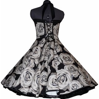 Romantisches Rosenkleid schwarz anthrazit zum Petticoat