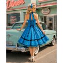 50er Jahre Kleid türkis kleine braune Punkte