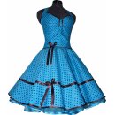 50er Jahre Kleid türkis kleine braune Punkte