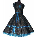 50er Jahre Kleid dunkelbraun türkis Punkte klein