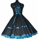 50er Jahre Kleid dunkelbraun türkis Punkte klein