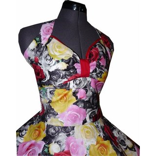 Kleid zum Petticoat Rosen sepia schwarz weiß rosa gelb