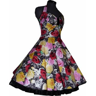 Kleid zum Petticoat Rosen sepia schwarz weiß rosa gelb