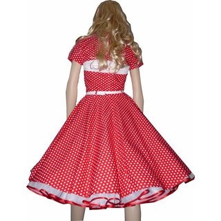 Süßes Punktekleid zum Petticoat rot weiß mit Bolero und Gürtel 36