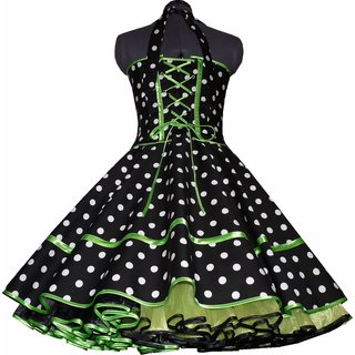 50er Korsagen Petticoat Kleid Punkte Dekolte lindgrün ...