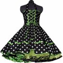 50er Korsagen Petticoat Kleid Punkte Dekolte lindgrün