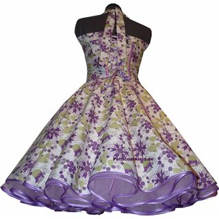 50er Kleid mit Petticoat weiß Blumen lila violet Tanzkleid  Jugendweihe Party 40