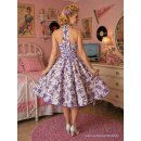 50er Kleid mit Petticoat weiß Blumen lila violet...
