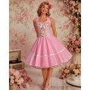 Petticoatkleid rosa mit Punkten und Blumen Größe 36