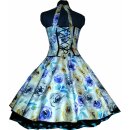 Kleid zum Petticoat Rosen türkisblau schwarz lila gelb