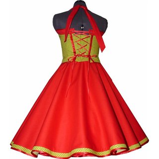 Petticoat Kleid 50er Jahre rot grün Rockabilly Vintage Tanzkleid mit Tellerrock