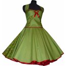 Petticoatkleid grün weiße Punkte rote kleine Blumen