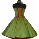 Petticoatkleid grün weiße Punkte rote kleine Blumen