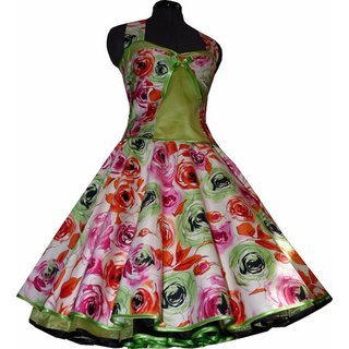 Petticoat Kleid filigrane pink grüne Rosen grün