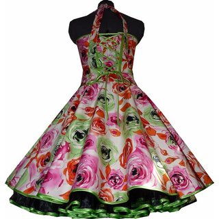 Petticoat Kleid filigrane pink grüne Rosen grün
