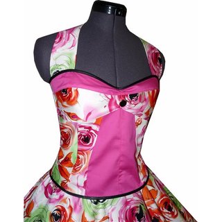 Petticoat Kleid filigrane pink grüne Rosen pink