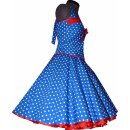 50er Punkte Korsagenkleid royalblau mit weißen Tupfen